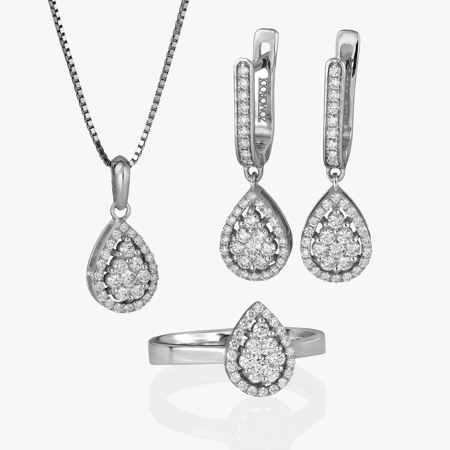 Delicate Pear Jewelry Half Set